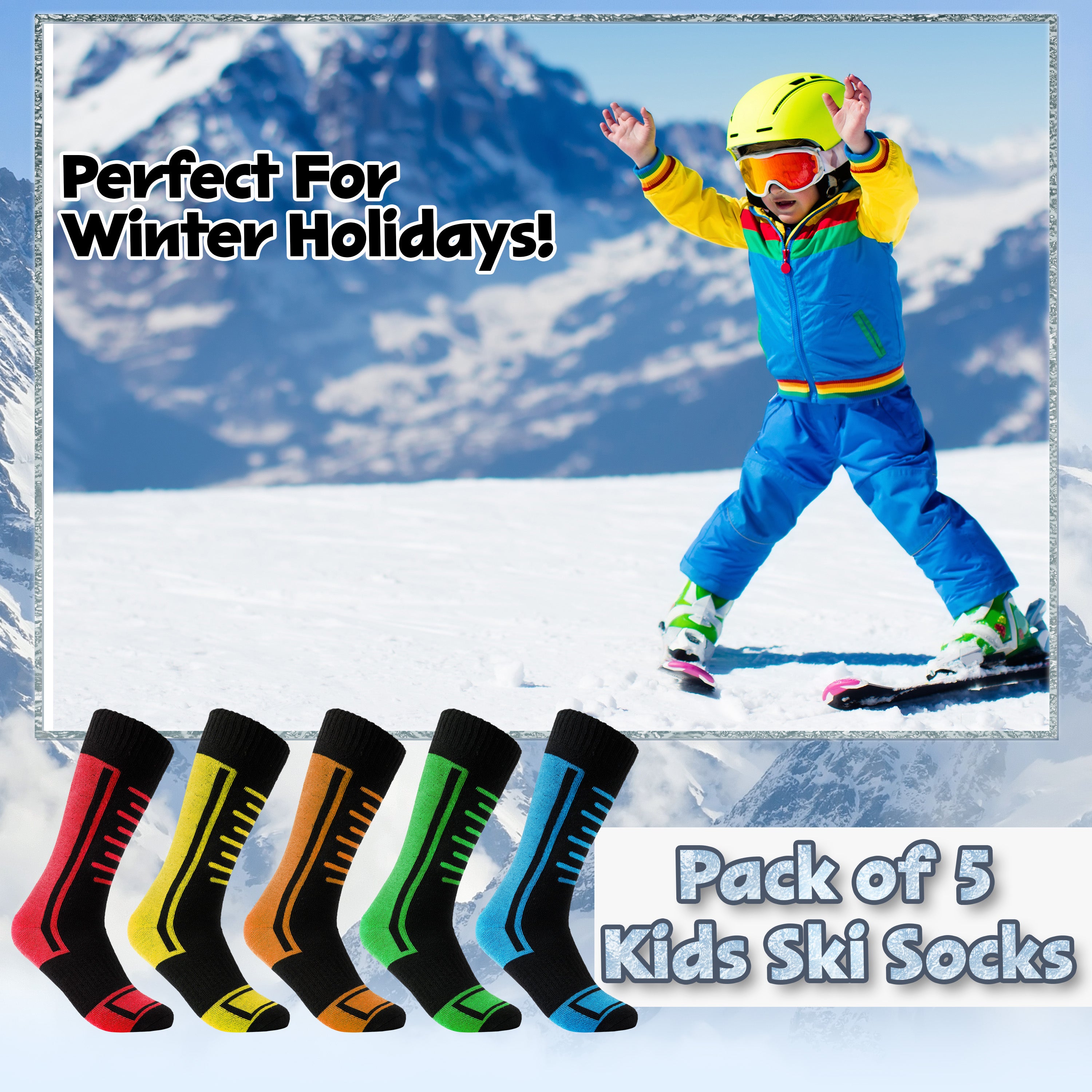 CityComfort Boys Ski Socks Multipack - Kids Thermal Socks for Skiing, Hiking & Outdoor Activities - Get Trend