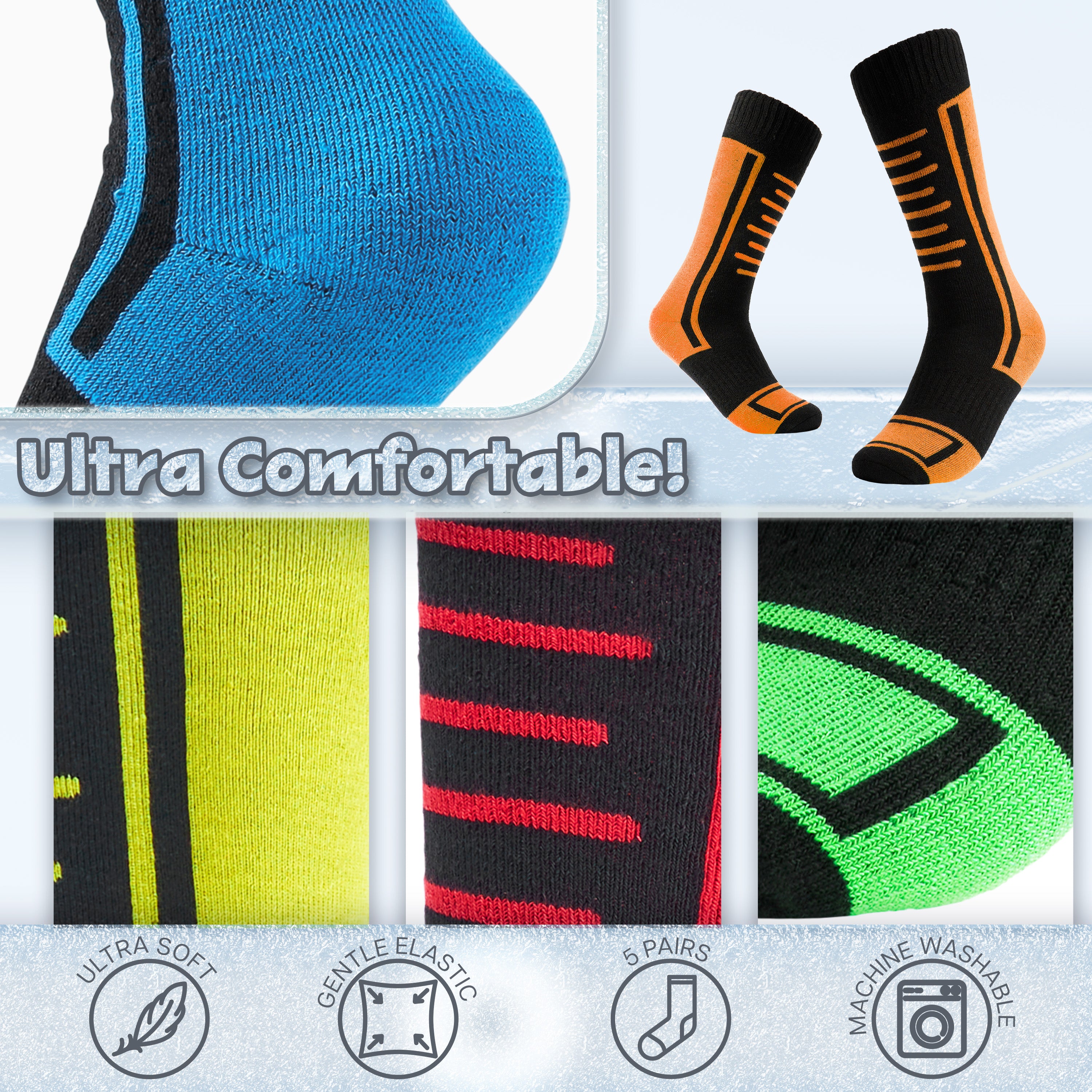 CityComfort Boys Ski Socks Multipack - Kids Thermal Socks for Skiing, Hiking & Outdoor Activities - Get Trend