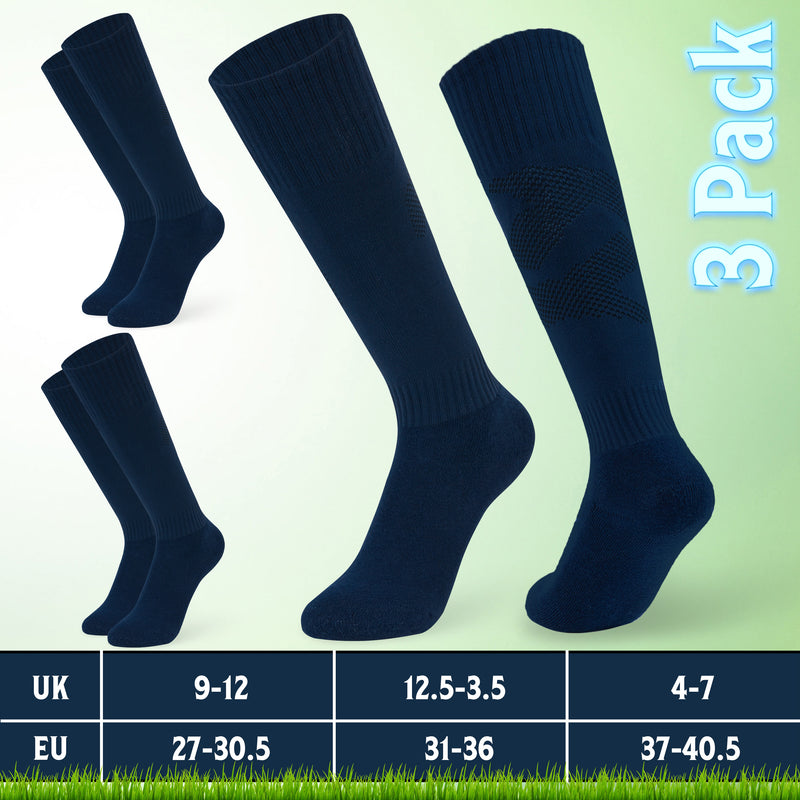 CityComfort Knee High Socks for Boys & Girls - Navy 3Pack