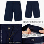CityComfort Boys Shorts Cotton Chino Shorts Breathable Knee Length Adjustable Waist - Get Trend