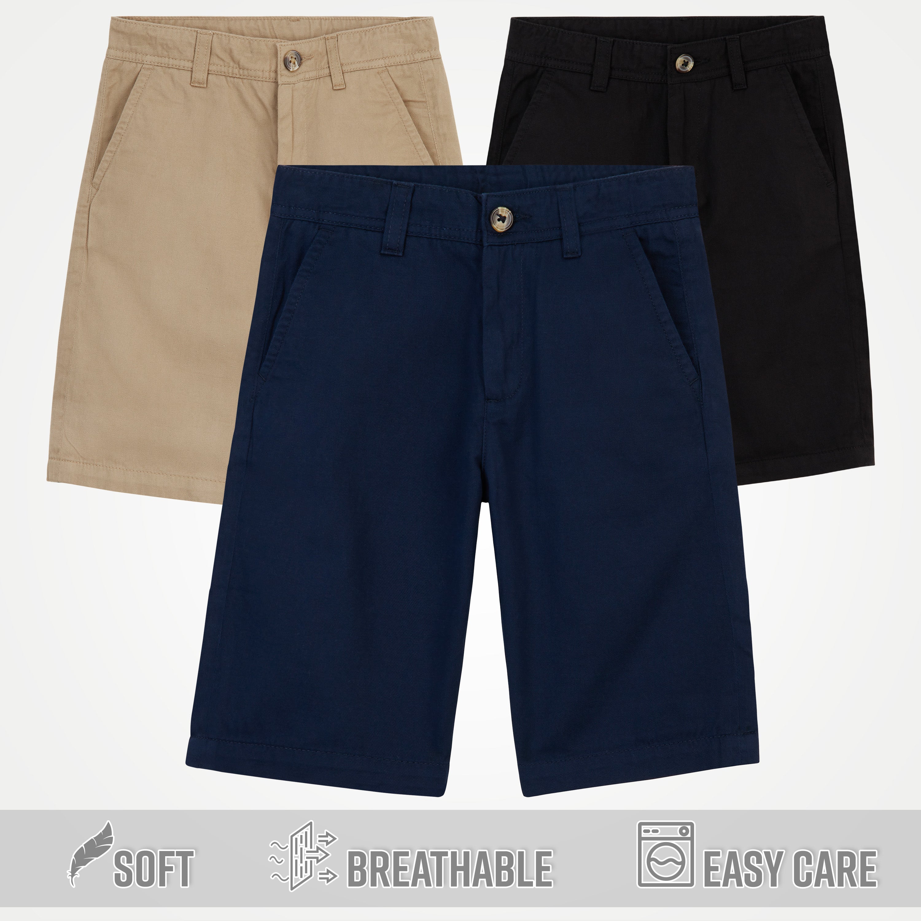 CityComfort Boys Shorts Cotton Chino Shorts Breathable Knee Length Adjustable Waist - Get Trend