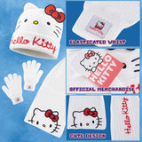 Hello Kitty Girls Scarf Beanie and Gloves Set 3 Piece Kawaii Cosy Warm Winter Accessories Anime Soft Knit for School Travel Days Out