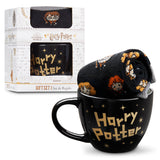 Harry Potter Mug and Socks Gift Set for Women Teenagers Hogwarts Calf Socks Ceramic Mug, Secret Santa Gifts for Women (Black Mug & Socks, Mug: 325ml, Socks: 4/7 UK)