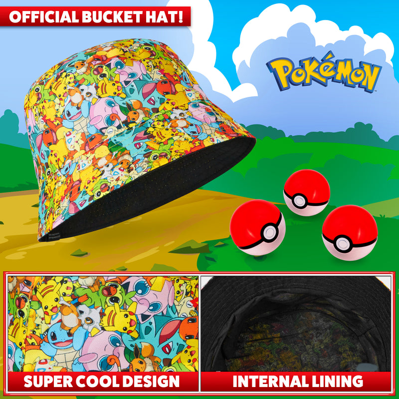 Pokemon Boys & Girls Bucket Hat, AOP Pokemon Bucket Hat