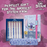 Disney Stitch Stationery Supplies Set Notebook Pencil Case & Ballpoint Pens or Notepad Colouring Pencils & Accessories for School Office (Blue) - Get Trend