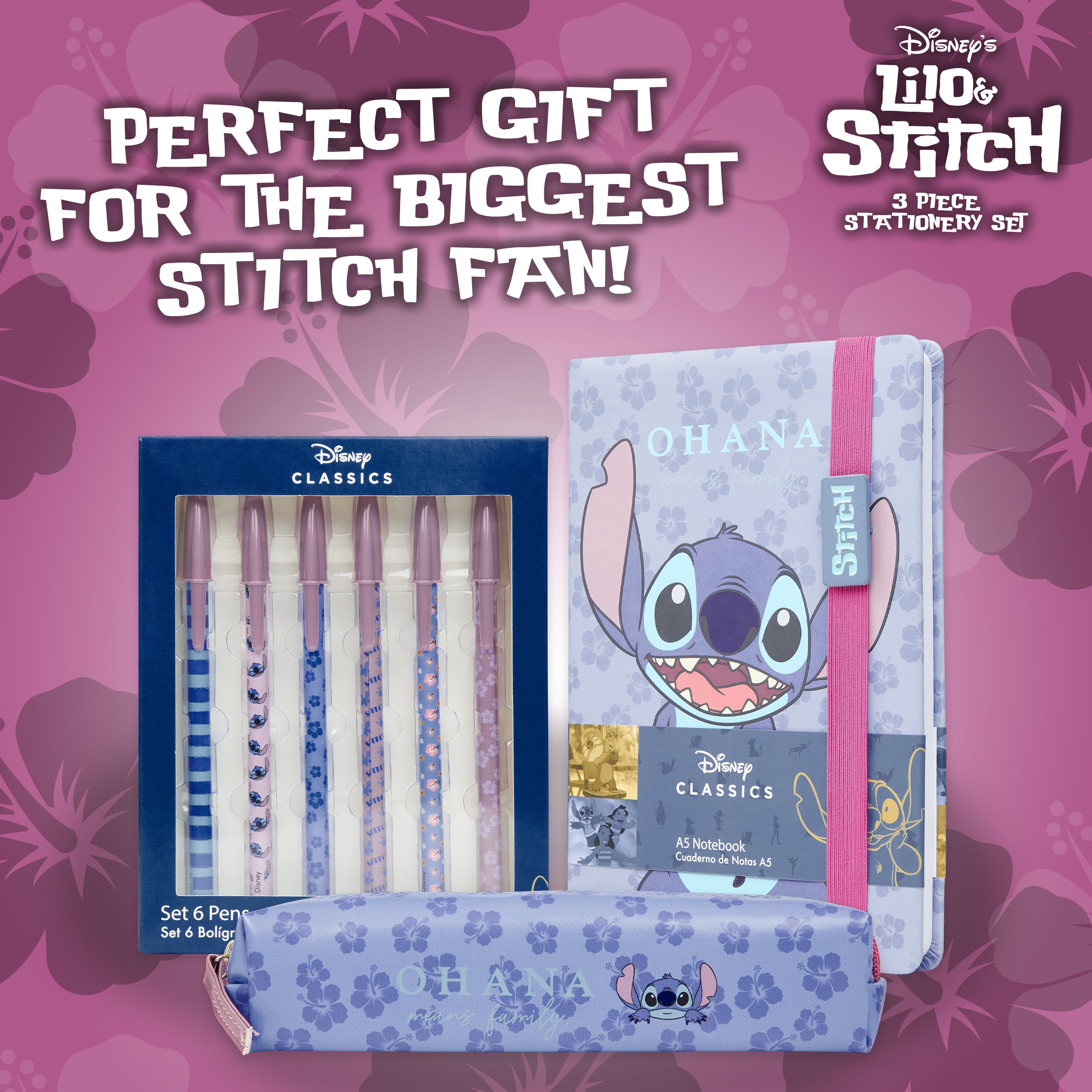 Disney Stitch Stationery Supplies Set Notebook Pencil Case & Ballpoint Pens or Notepad Colouring Pencils & Accessories for School Office (Blue) - Get Trend