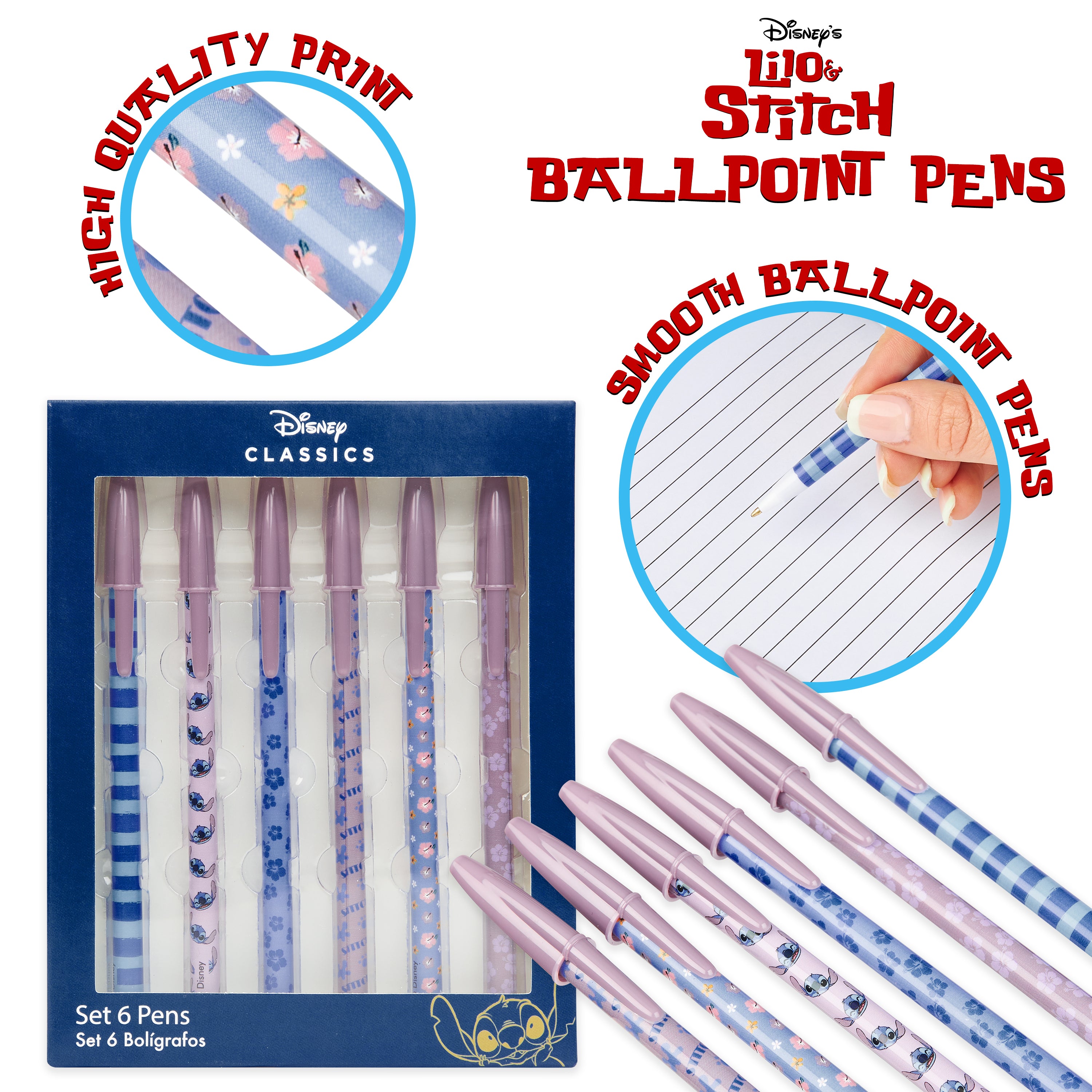 Disney Stitch Stationery Supplies Set Notebook Pencil Case & Ballpoint Pens or Notepad Colouring Pencils & Accessories for School Office (Blue) - Get Trend
