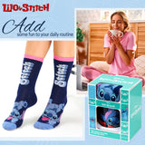 Disney Stitch Mug and Socks Gift Set for Women Calf Socks and Mug Stitch Gifts (Navy)