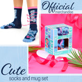 Disney Stitch Mug and Socks Gift Set for Women Calf Socks and Mug Stitch Gifts (Navy)