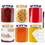 DECO EXPRESS Preserving Glass Jam Jars with Airtight Screw Lids - Orange/Purple, 6 Pack, 250 ml - Get Trend