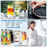 DECO EXPRESS Glass Jars with Lids Set of 6-500ml Mason Jars Airtight Leak Proof