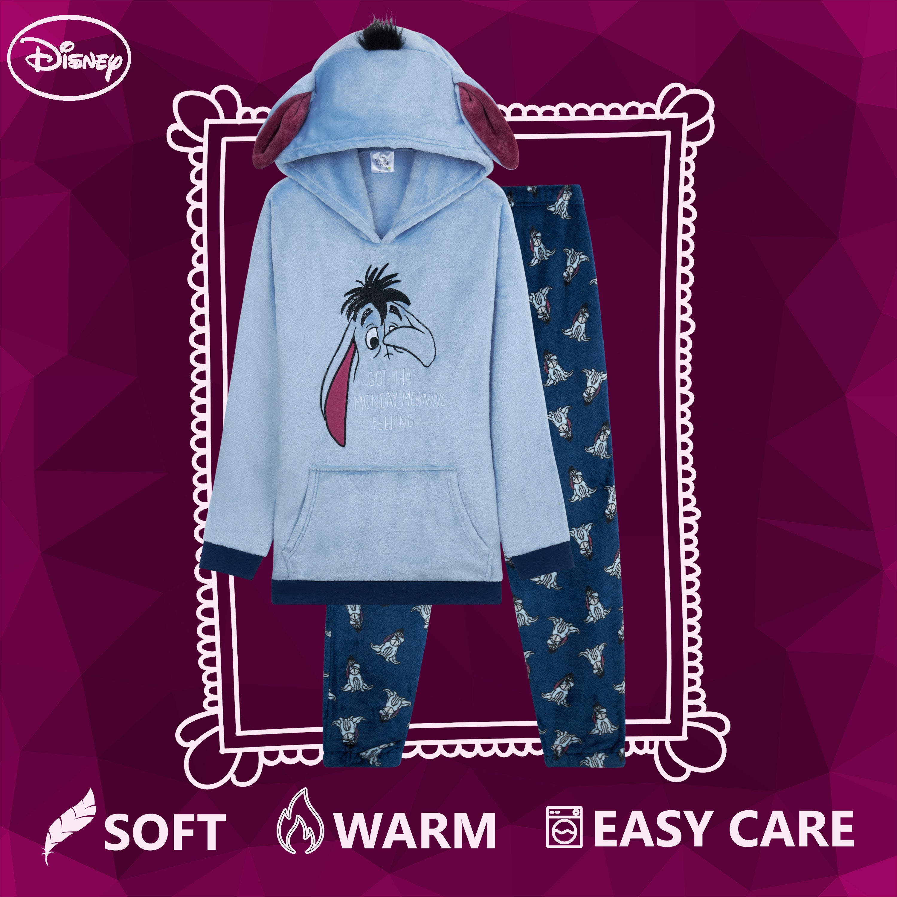 Disney Women's Fluffy Eeyore Fleece Pyjamas 