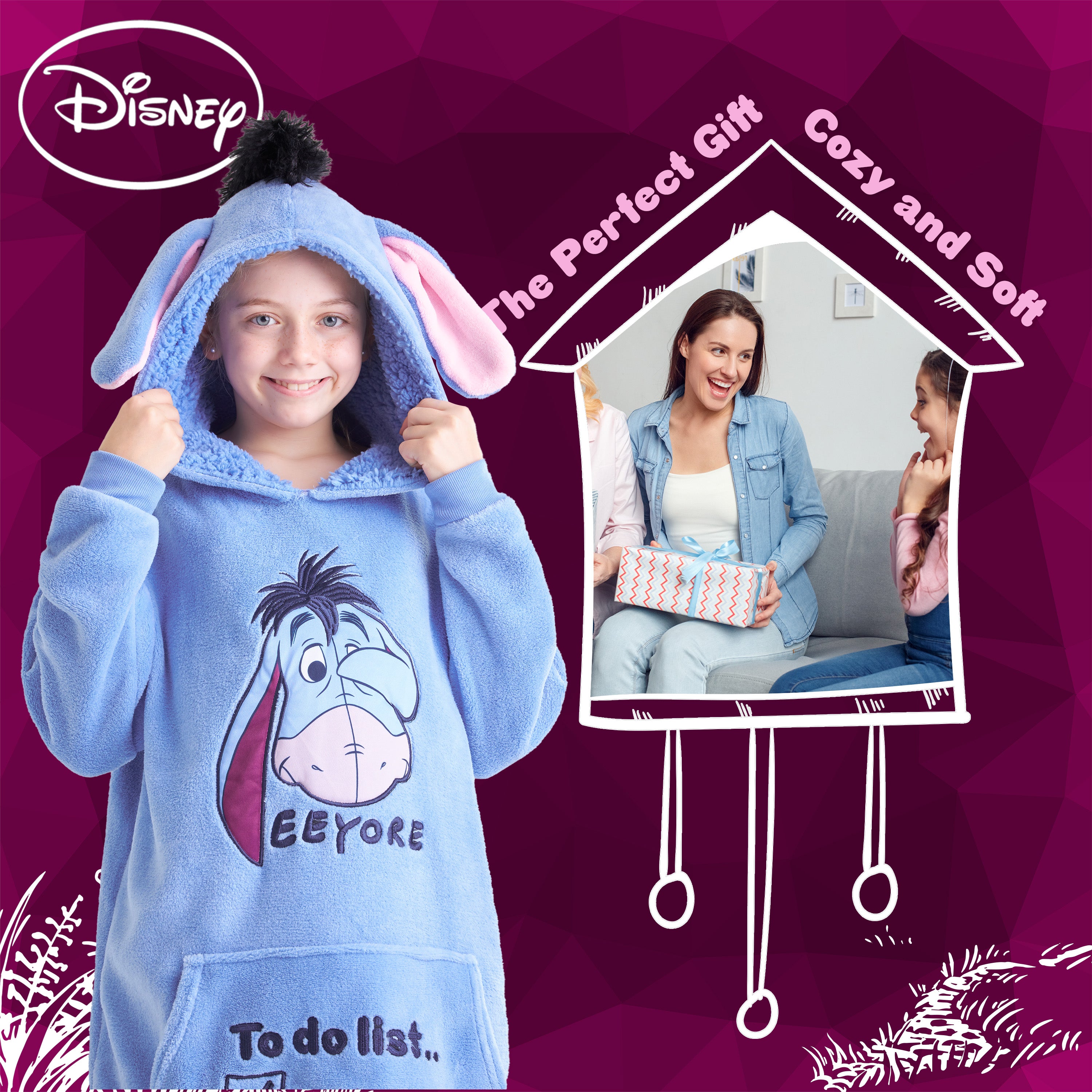 Disney Hoodies for Kids, Oversized Hoodie Blanket - Eeyore - Get Trend