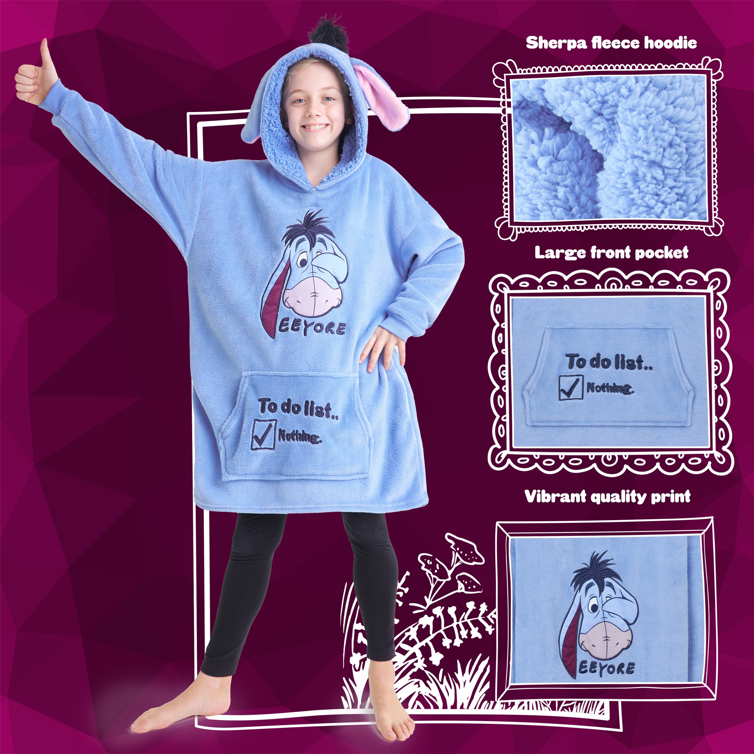 Disney Hoodies for Kids, Oversized Hoodie Blanket - Eeyore - Get Trend
