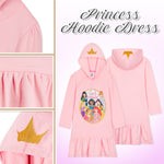 Disney Princess Hoodie for Girls - Princess Hooded Sweatshirt or Hoodie Dress for Kids - Get Trend