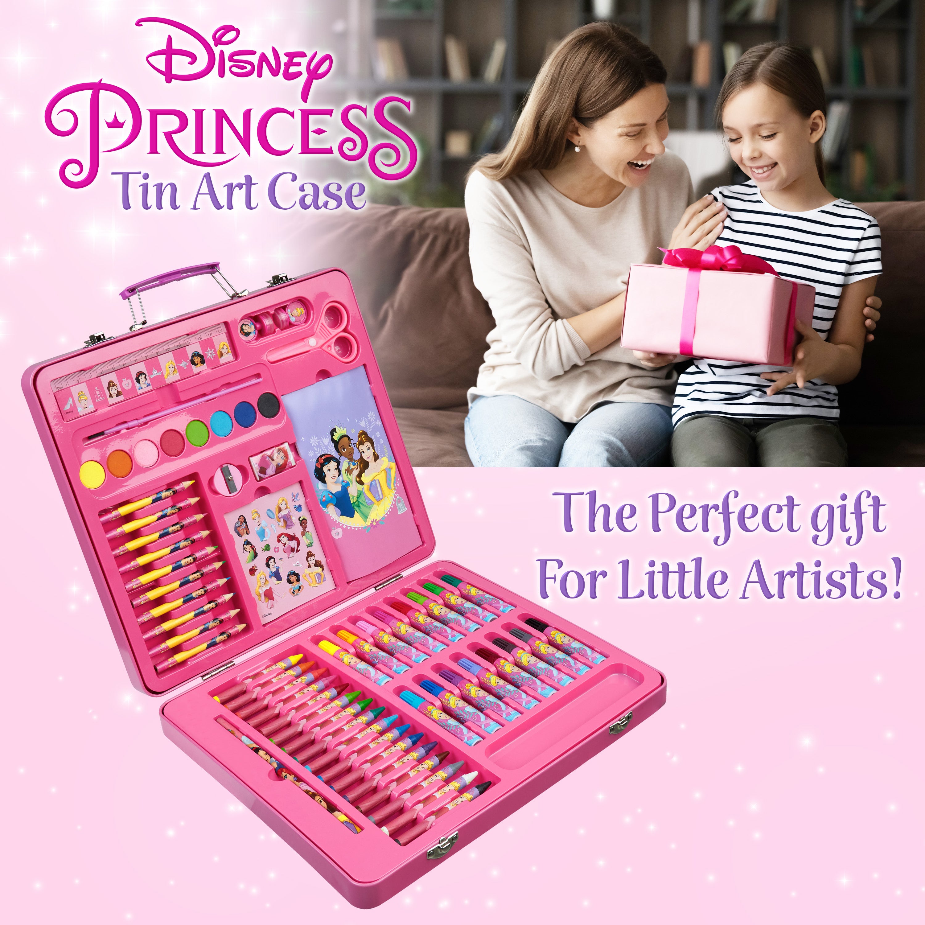 Disney Princess Art Set, Arts and Crafts for Kids 60 Pieces Colouring Sets for Girls - Get Trend