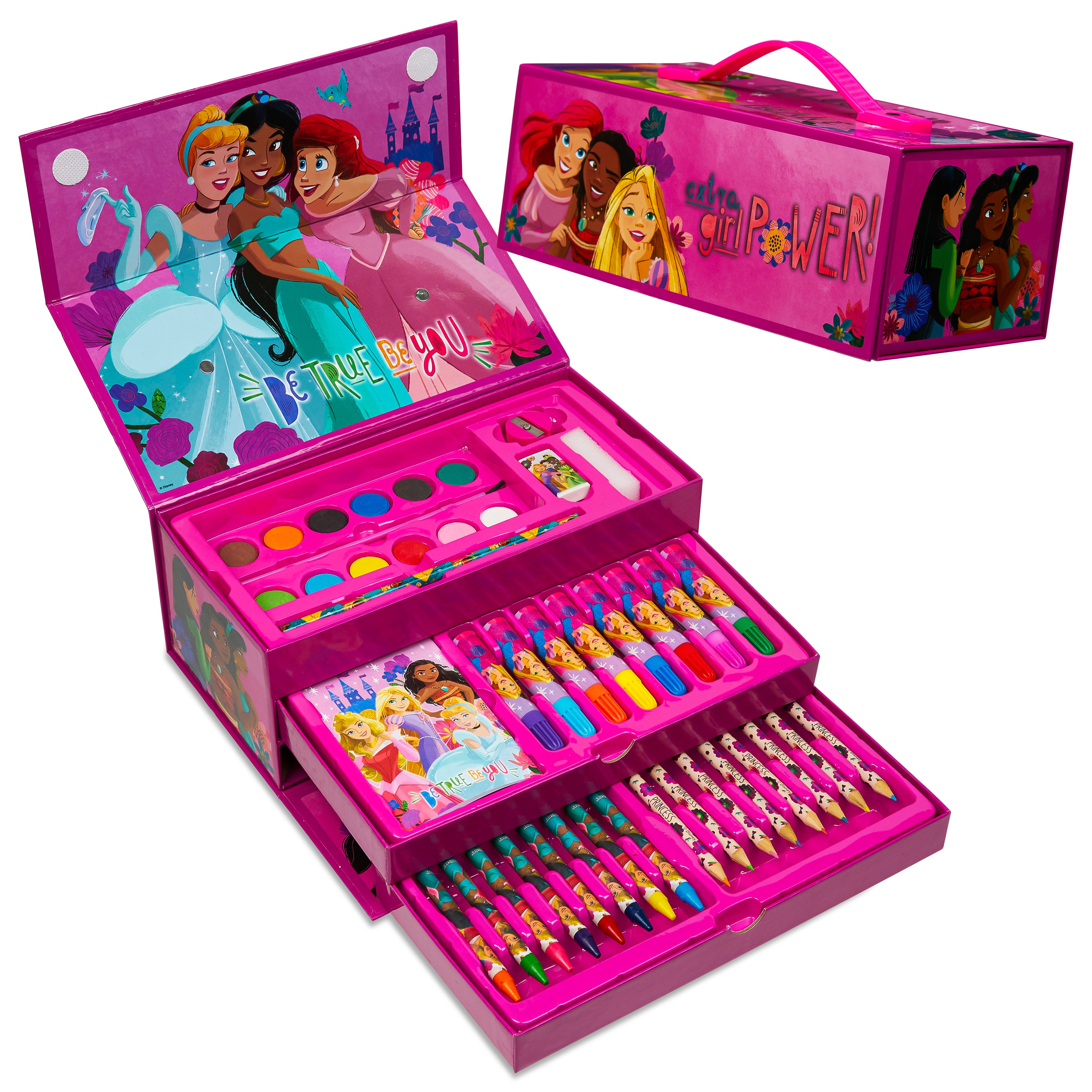 Disney Princess Kids Colouring Sets - 40 Plus Pieces Paints Colouring Pencils Crayons - Get Trend