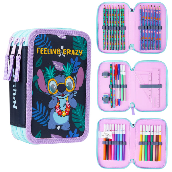 Disney Stitch Pencil Case with Stationery Filled Pencil Case - Get Trend