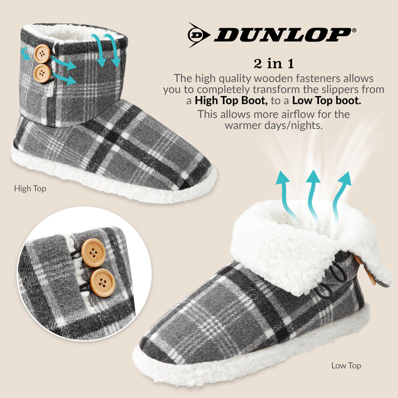 Dunlop Men's Slippers - Plush Boot Slippers for Men