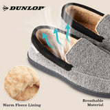DUNLOP Moccasins Slippers Men Loafers Faux Fur Slippers Rubber Sole Memory Foam