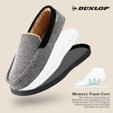 DUNLOP Moccasins Slippers Men Loafers Faux Fur Slippers Rubber Sole Memory Foam