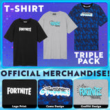 Fortnite Boys Teenagers Crew Neck T-Shirts Set, Soft Breathable Material Pack of 3 - Gamer Gifts