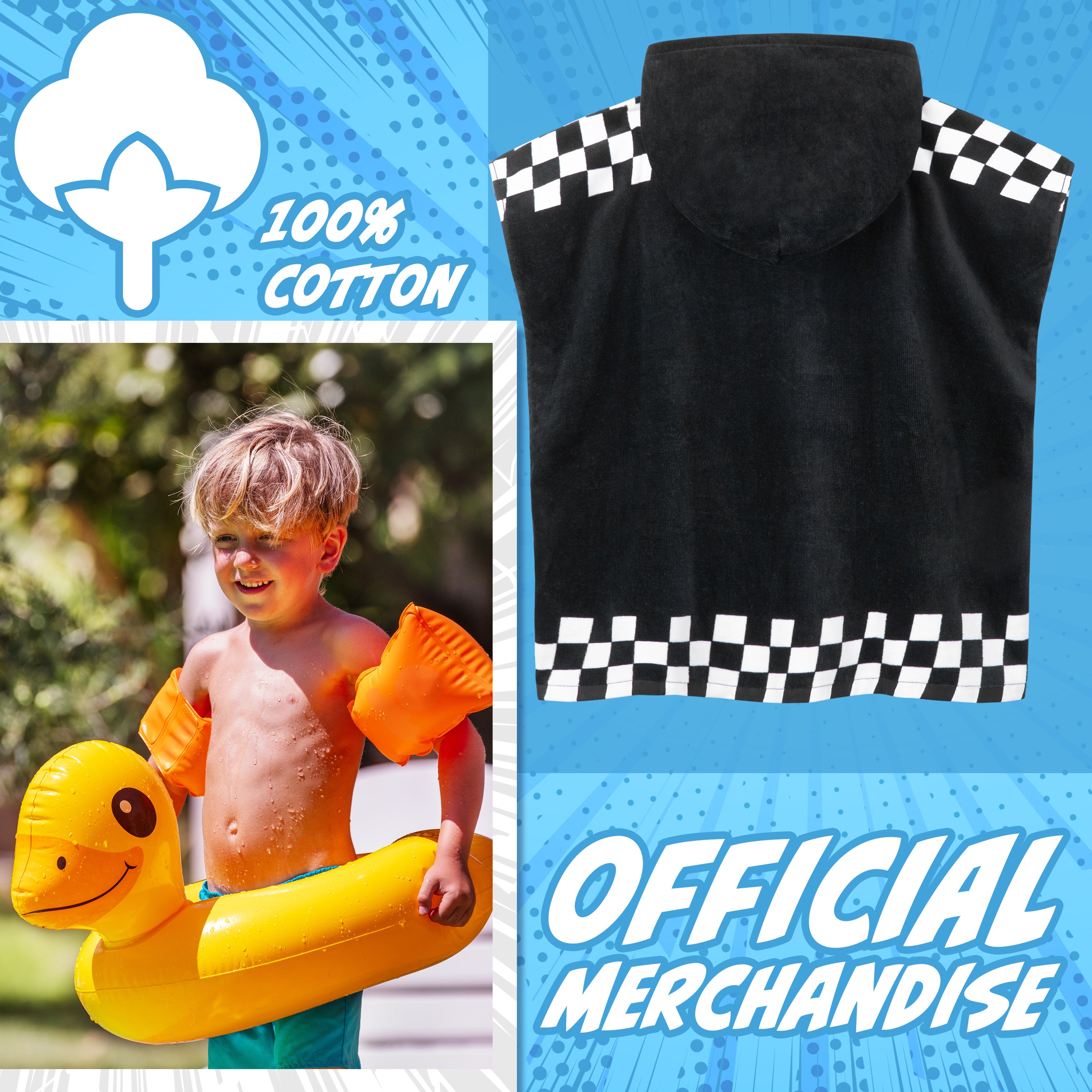 Get Trend Hot Wheels Bath Towel Poncho Towel Black Hot Wheels 4-9 years - Get Trend