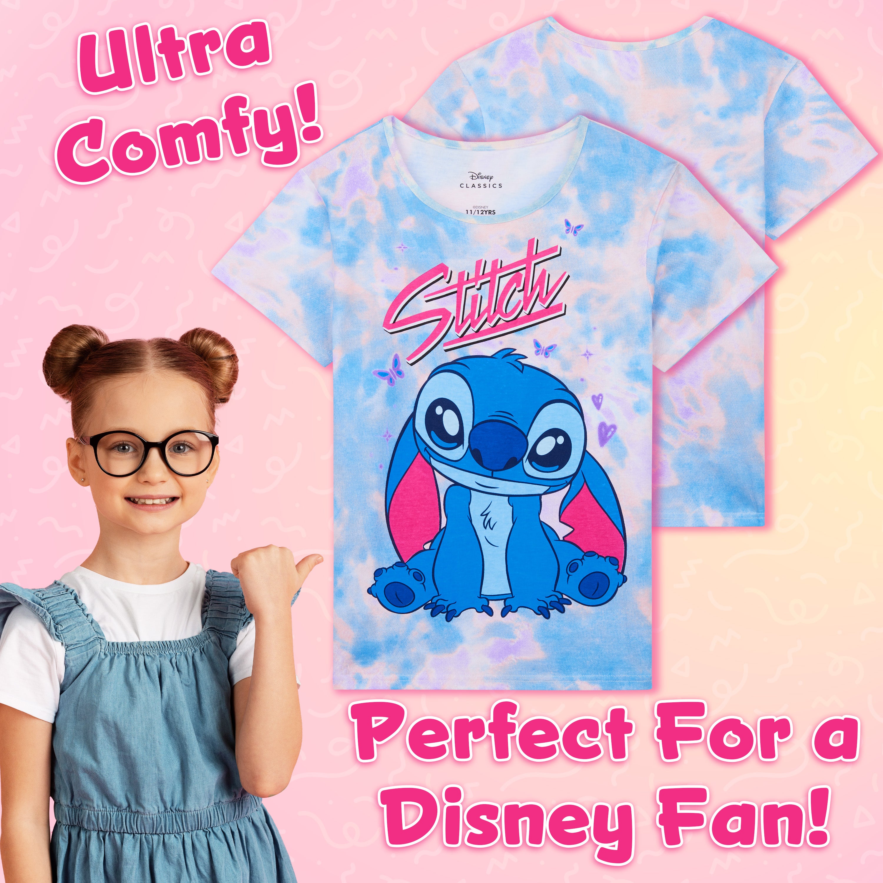 Disney Stitch Pyjamas for Girls & Teenagers Short Sleeve PJs Set Soft Breathable Nightwear - Get Trend