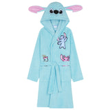 Disney Stitch Girls Teenagers Fleece Dressing Gown with Hood & Pockets, Cosy Robe Fluffy Loungewear Nightwear - Stitch Gifts