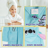 Disney Stitch Girls Teenagers Fleece Dressing Gown with Hood & Pockets, Cosy Robe Fluffy Loungewear Nightwear - Stitch Gifts