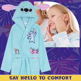 Disney Stitch Girls Teenagers Fleece Dressing Gown with Hood & Pockets, Cosy Robe Fluffy Loungewear Nightwear - Stitch Gifts