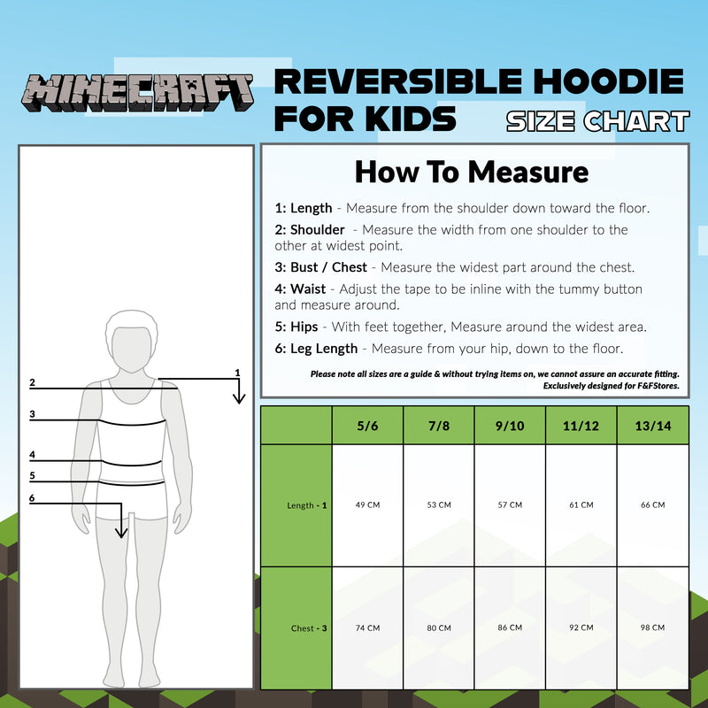 Minecraft Boys Hoodies - Reversible Hooded Sweatshirt for Kids - Get Trend