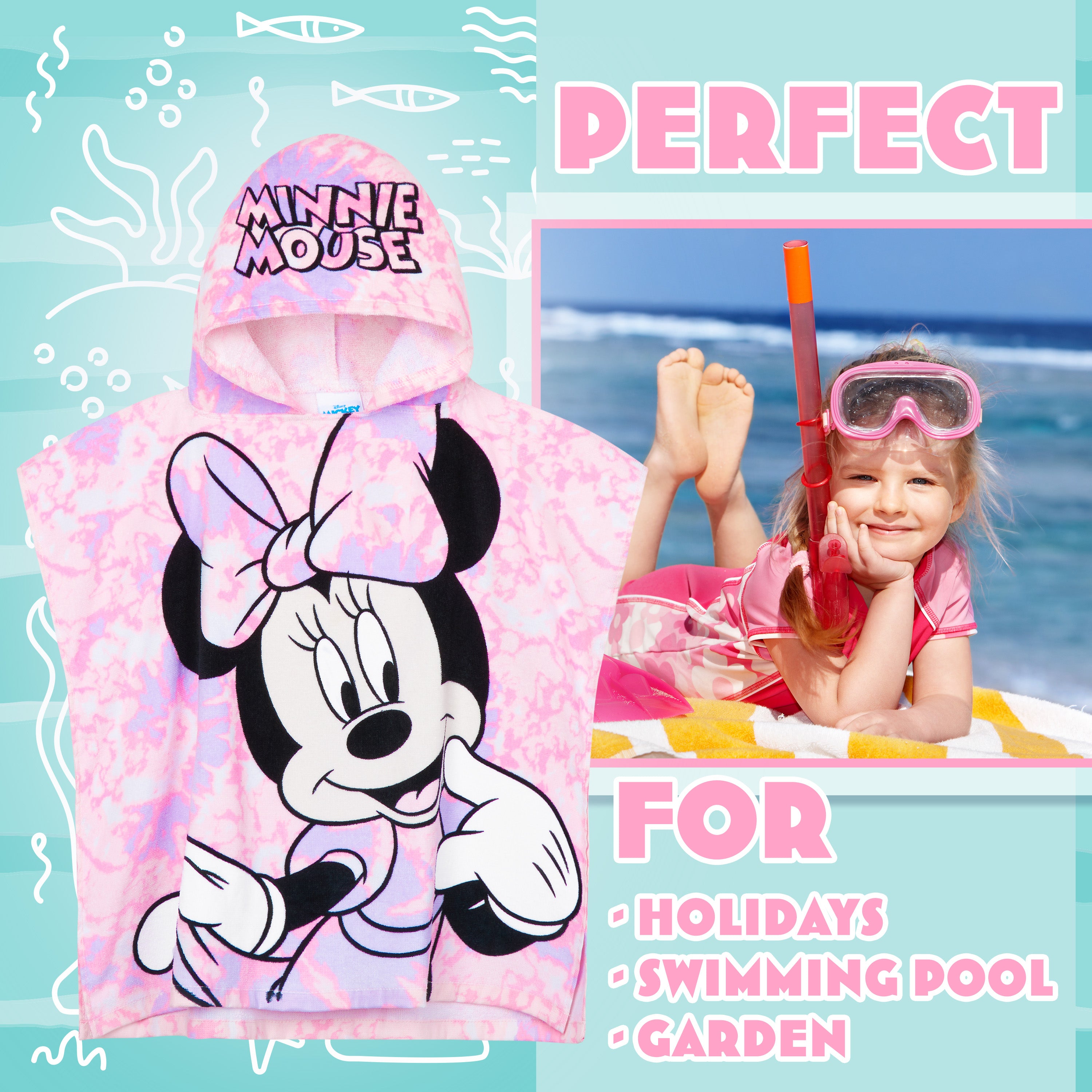 Get Trend Disney Minnie Mouse Bath Towel Poncho Towel Pink 2-6 years - Get Trend