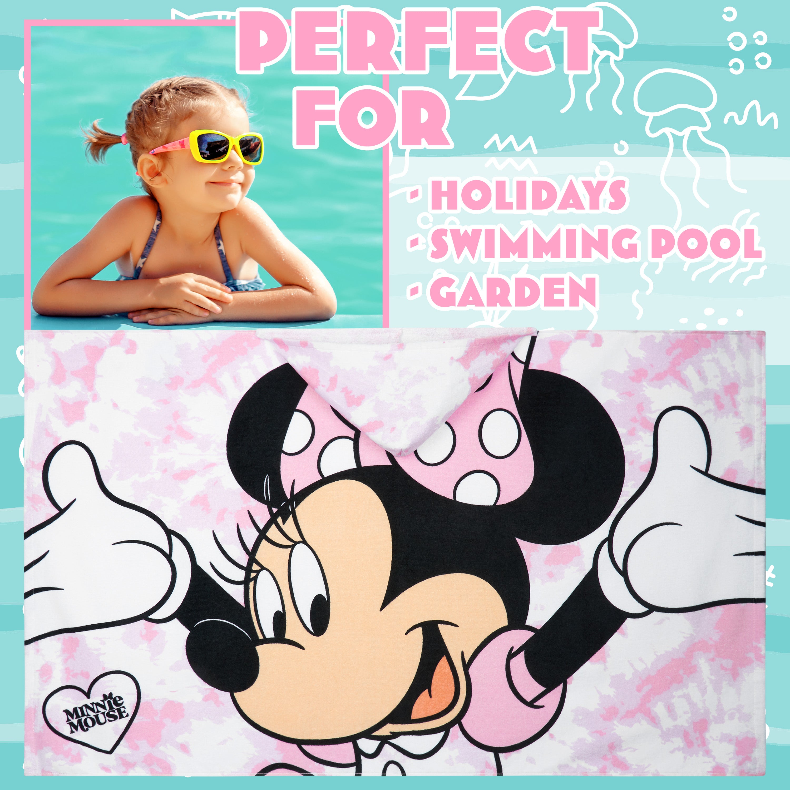 Get Trend Disney Minnie Mouse Bath Towel with Hood for Kids(3-7 Years) - Get Trend