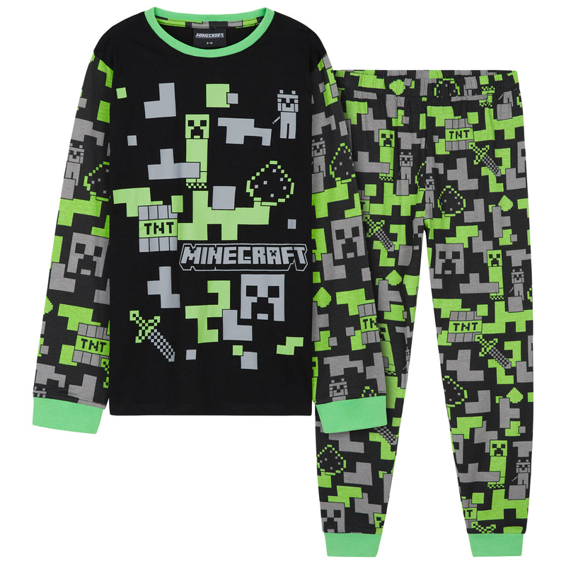 Minecraft Boys Pyjamas Set - Minecraft Boys Pyjamas Set - Green/Black - Get Trend