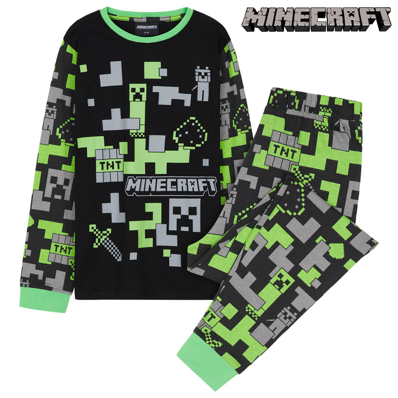 Minecraft Boys Pyjamas Set - Minecraft Boys Pyjamas Set - Green/Black - Get Trend