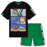 Minecraft Boys Short Pyjamas Set, Comfy Cotton Lounge Wear - Gifts for Gamers