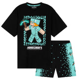 Minecraft Boys Short Pyjamas Set, Comfy Cotton Lounge Wear - Gifts for Gamers