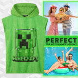 Minecraft Bath Towel with Hood for Kids and Teenagers Changing Robe