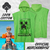 Minecraft Bath Towel with Hood for Kids and Teenagers Changing Robe