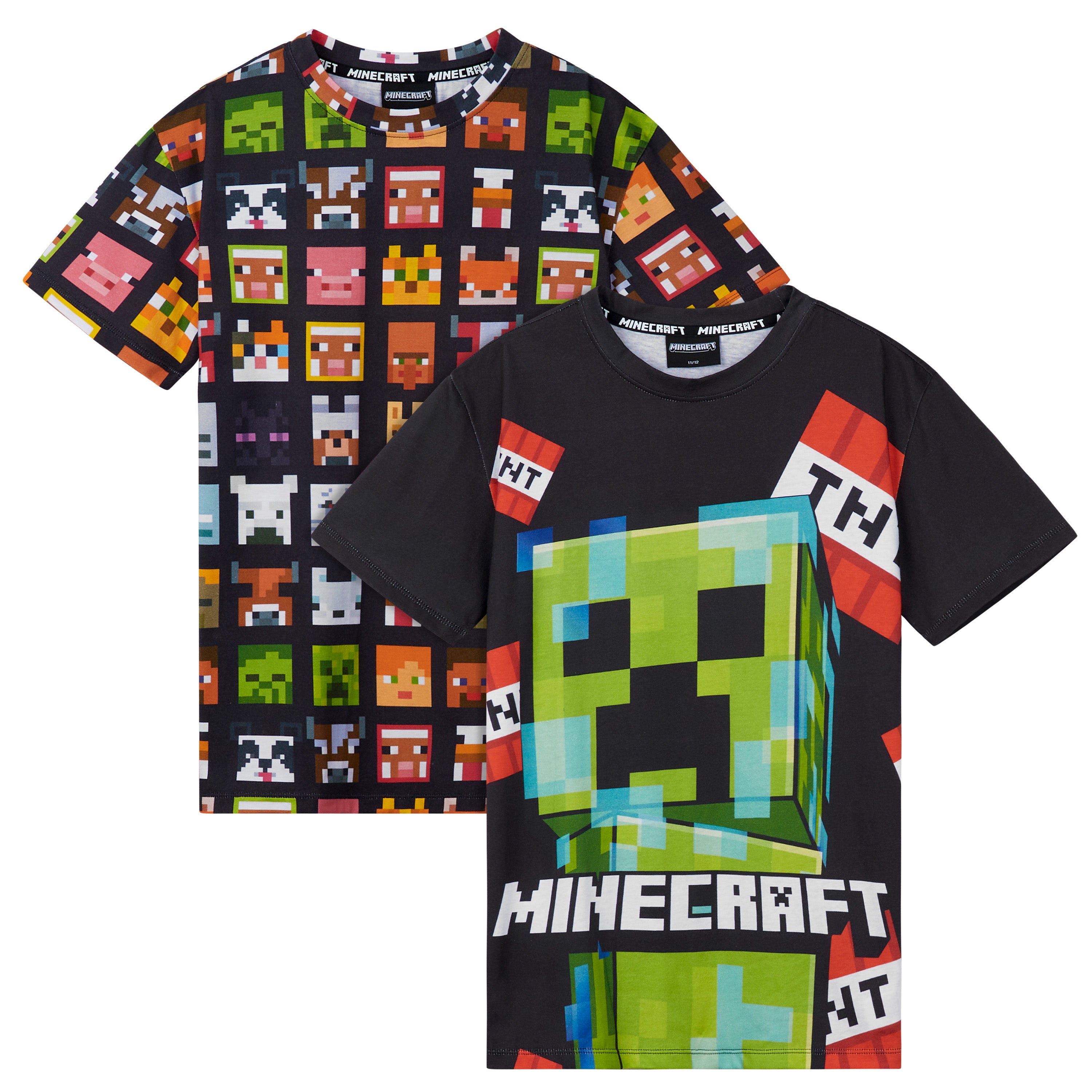 Minecraft Boys Crew Neck T-Shirts, Soft Breathable Material Pack of 2 Boys Gifts - Get Trend