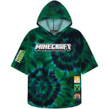 Minecraft Bath Towel with Hood for Kids and Teenagers Changing Robe Absorbent Creeper Poncho Towel for Swimming Bath Shower Beach Holiday Essentials (Multi Tie Dye, 6-9 Years)