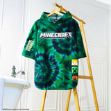 Minecraft Bath Towel with Hood for Kids and Teenagers Changing Robe Absorbent Creeper Poncho Towel for Swimming Bath Shower Beach Holiday Essentials (Multi Tie Dye, 6-9 Years)