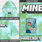 Minecraft Bath Towel with Hood for Kids and Teenagers Changing Robe