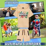 Minecraft Hoodie Shorts Tracksuit Set Boys 2 Pcs Creeper Teenagers Gamer Summer Short
