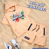 Minecraft Hoodie Shorts Tracksuit Set Boys 2 Pcs Creeper Teenagers Gamer Summer Short
