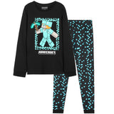 Minecraft Boys Long Pyjamas Set, Comfy Cotton PJs Creeper Loungewear - Gamer Gifts for Boys