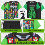 Get Trend Boys Pyjamas 2 Pack Short Sleeve PJs Set for Kids Teens Loungewear