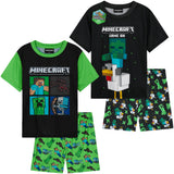 Get Trend Boys Pyjamas 2 Pack Short Sleeve PJs Set for Kids Teens Loungewear