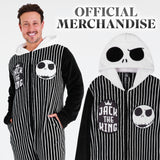 Disney The Nightmare Before Christmas Mens Fleece Onesie with Hood, Cosy Loungewear - Gifts for Him